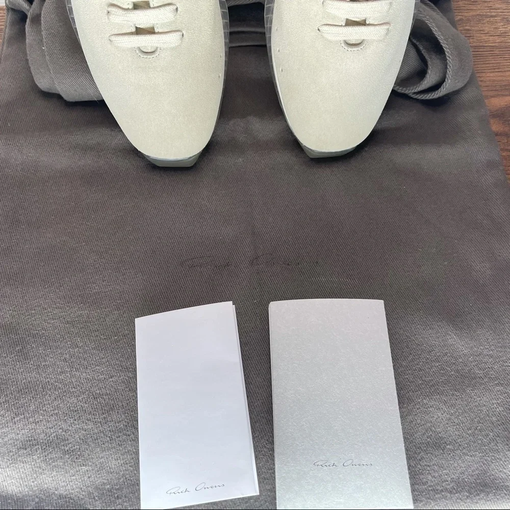 𝅺RICK Owens New Minimal Runner Sneaker In 110 Milk/Clear Size 7 EU37